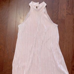 High Collar Pink Shimmer Dress